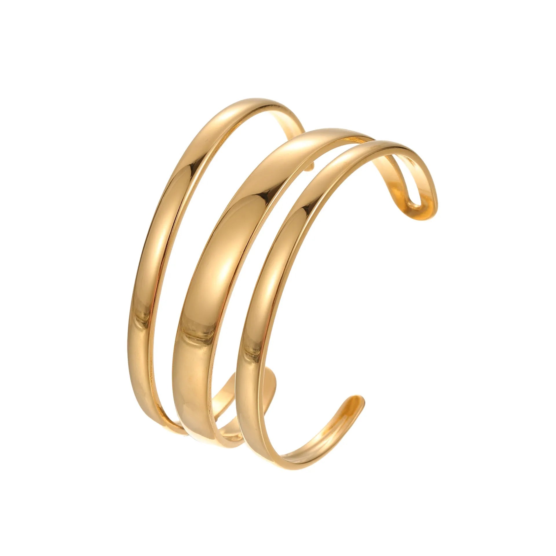Stainless steel geometric line bracelet for women with simple opening clasp in gold or steel colour