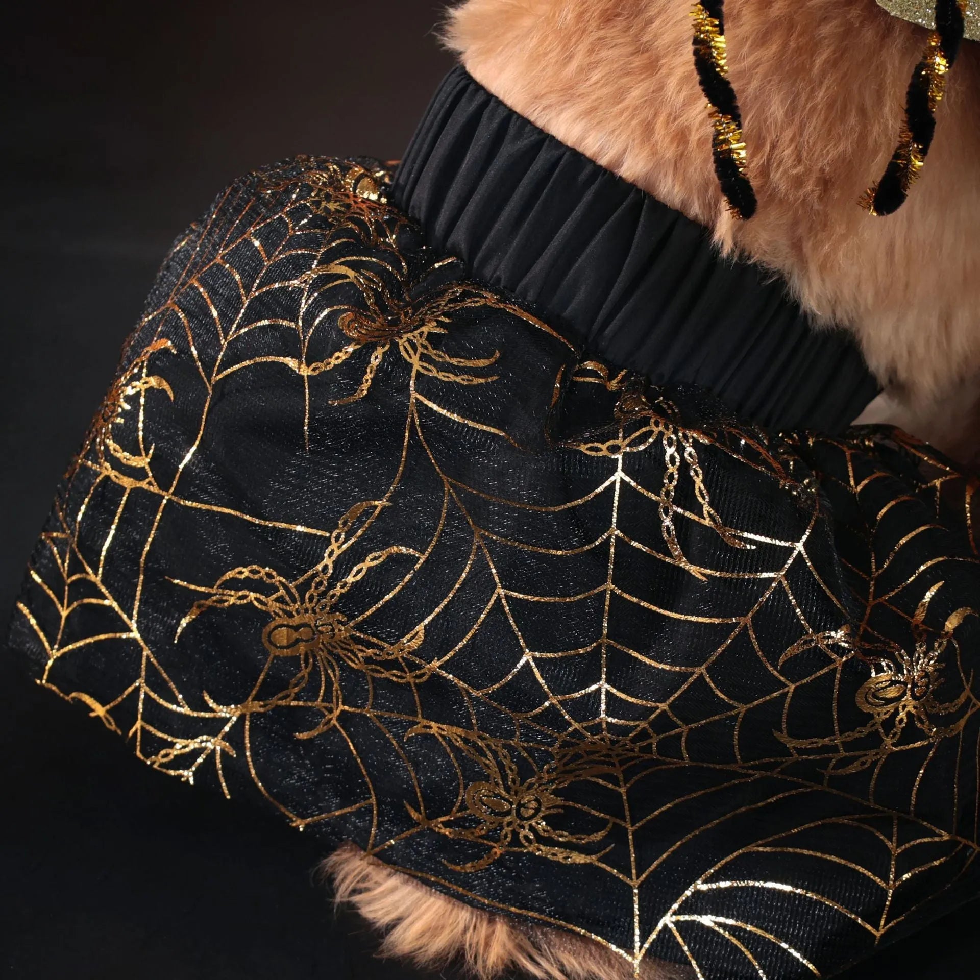 Polyester dog Halloween costume suit shown in pet clothing sizes S, M, L, and XL
