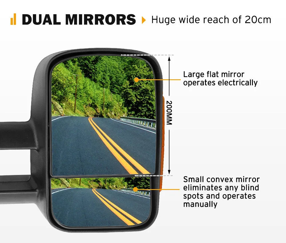 Black electric exterior rear vision mirror with LED lights for D23 NP300 Navara 2015 onwards