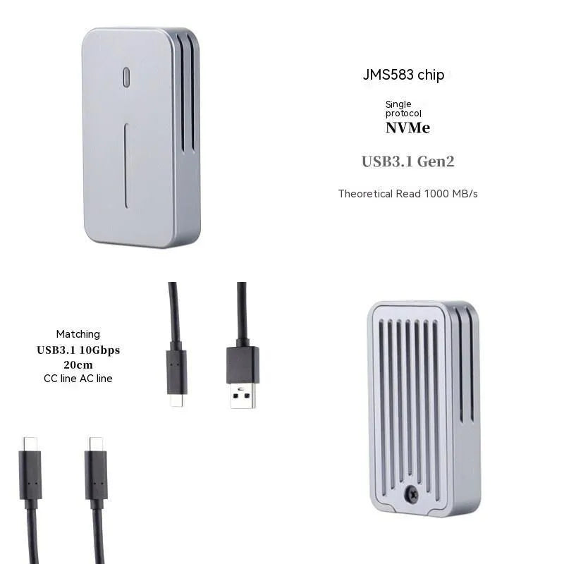 Aluminum alloy 10Gbps SSD enclosure with dual-protocol support for NVMe and NGFF drives