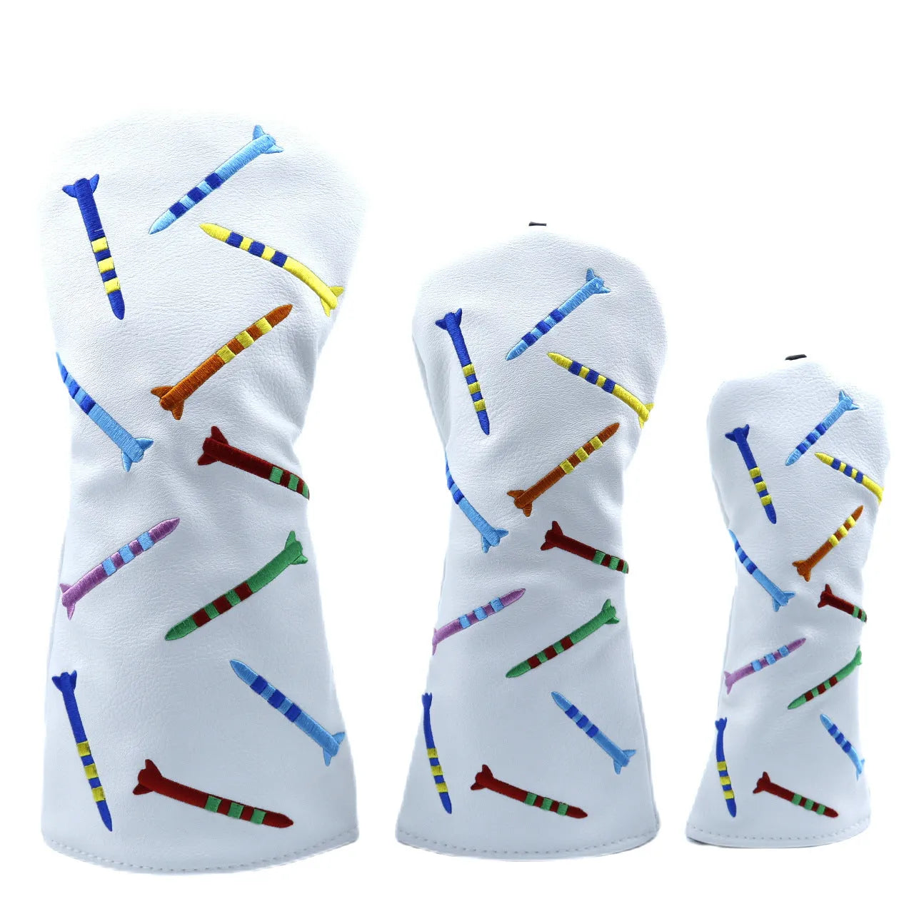 Golf training pole set showing large, medium, and small PU poles in black or white colours