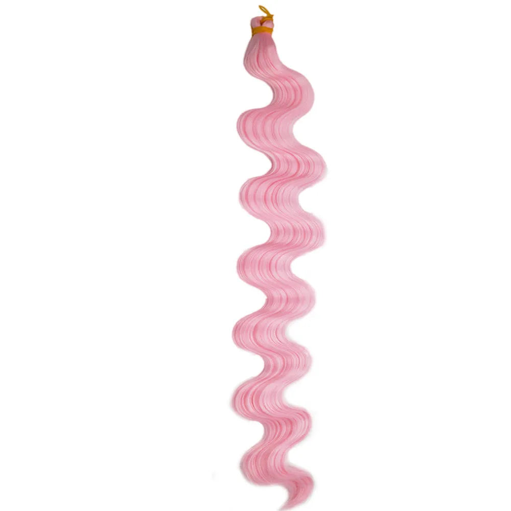 24-inch wine red synthetic wig with big wave texture and crochet braid base