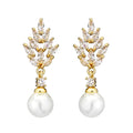 Geometric flower earrings with micro inlaid zircon stones in gold, platinum and rose gold plating options