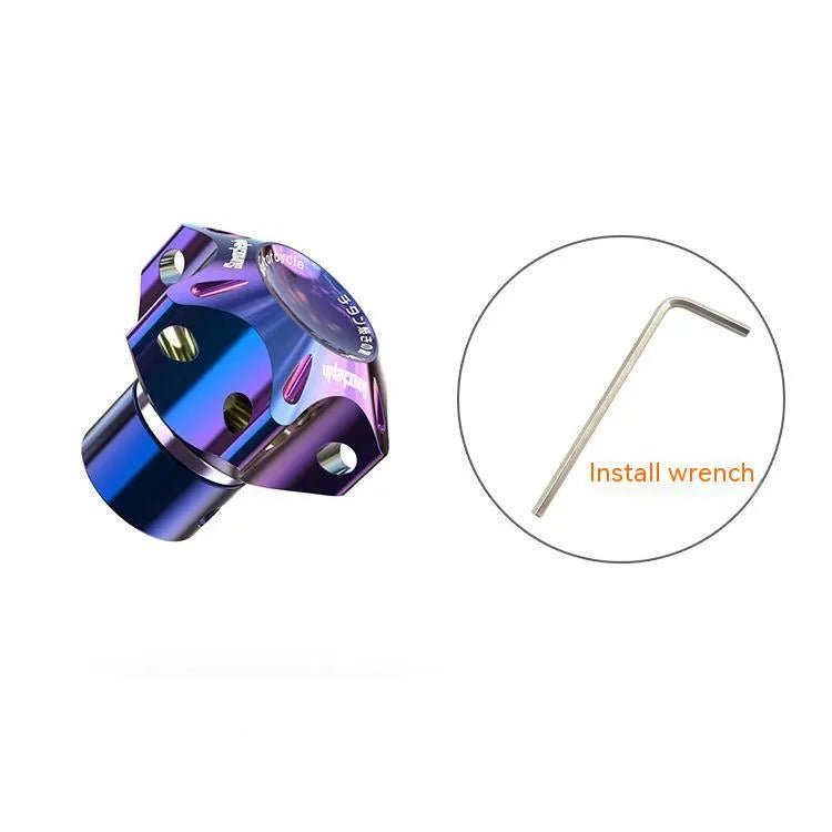 Motorcycle key modification accessories showing hexagonal, pentagram and plum blossom designs in blue and white