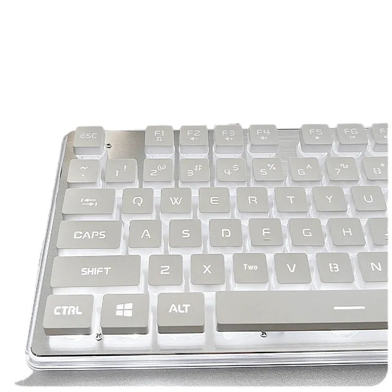 Wired mute mechanical-feel keyboard with backlighting in ABS casing, 44 cm length