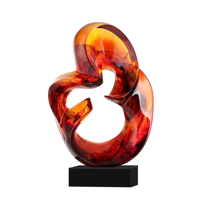 Transparent resin craft ornament in modern minimalist style displayed on shelf