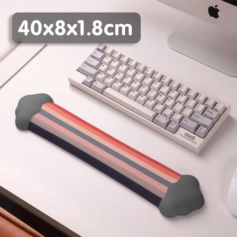 Silicone wrist rest mouse pad and keyboard support pad with Cloud Rainbow pastoral design