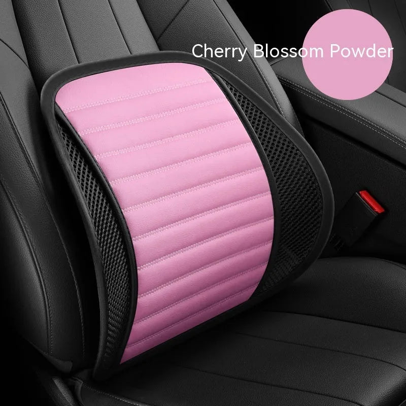 Leather lumbar support cushion for car seats and office chairs in five colour options