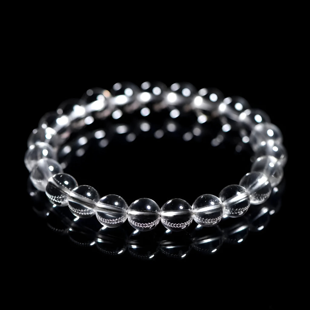 Natural Donghai old materials white water round beads crystal bracelet with old mine white crystal in geometry pattern