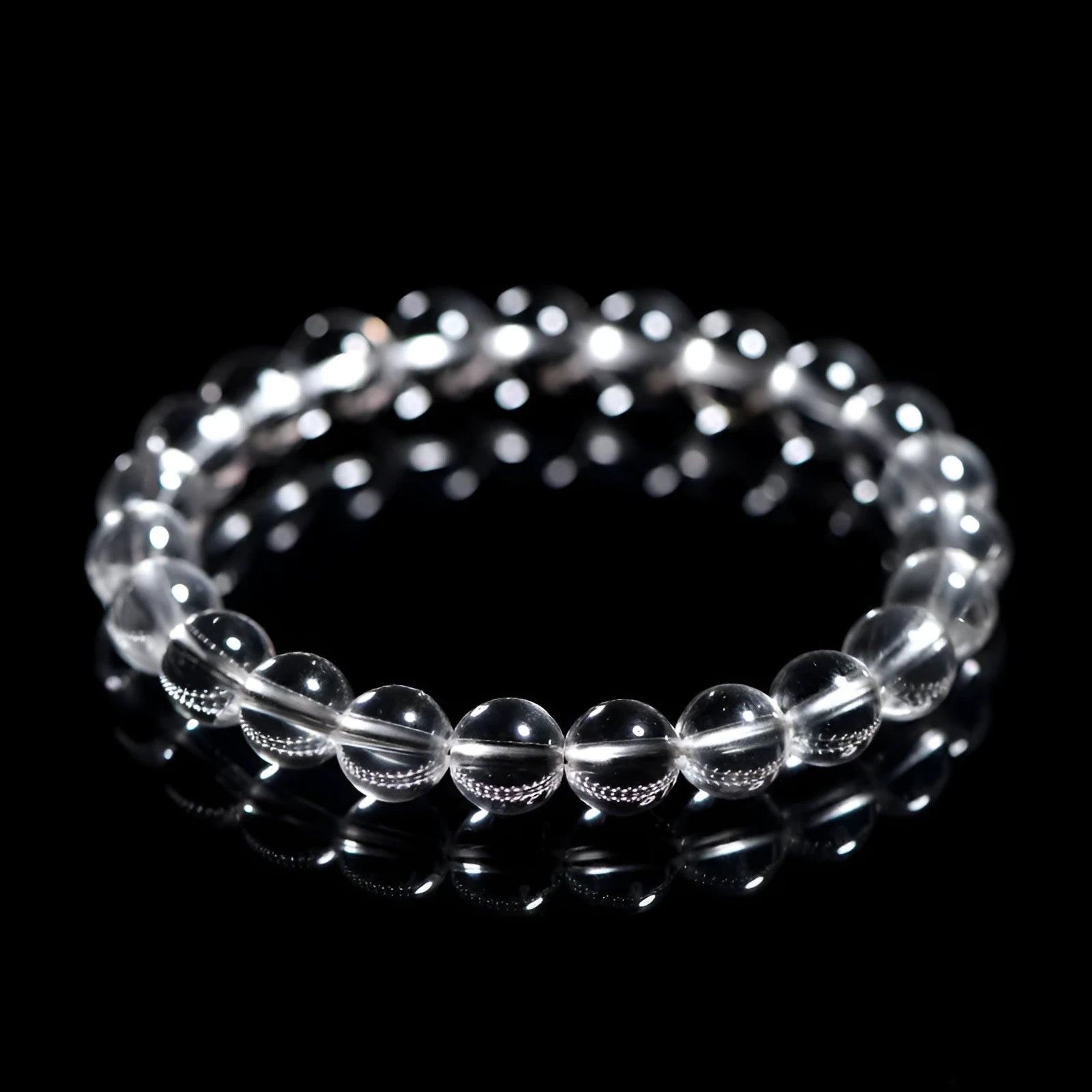 Natural Donghai old materials white water round beads crystal bracelet with old mine white crystal in geometry pattern