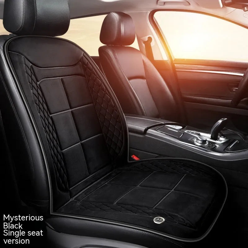 Car heating cushion with automatic temperature control and cotton filler in beige, black or coffee brown