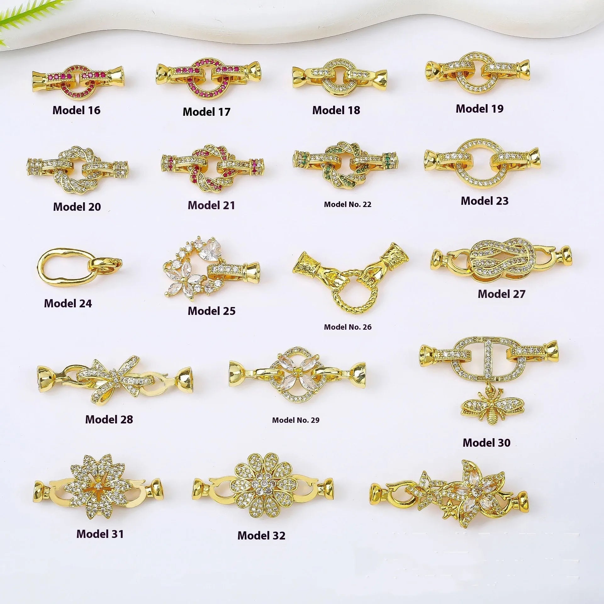 Small gold-coloured metal chain buckle for DIY jewellery making with electroplated finish