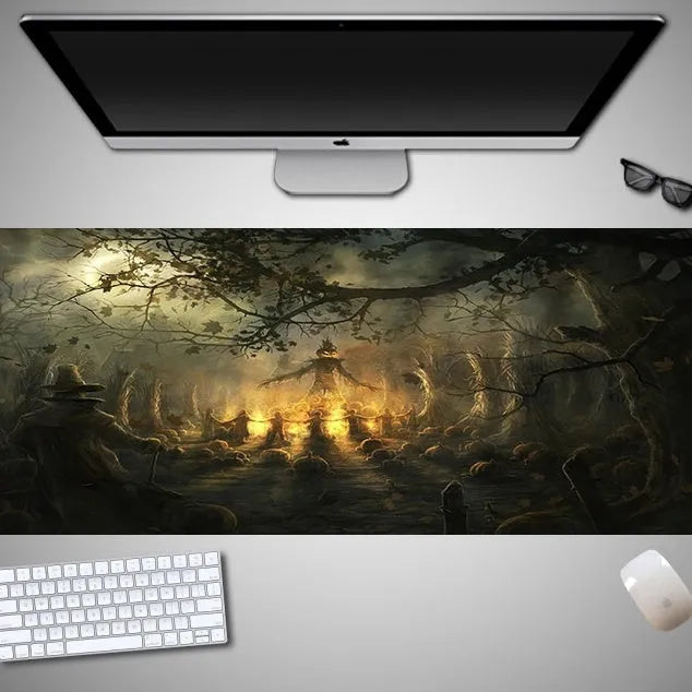 Halloween oversized computer mouse pad with non-slip rubber cloth backing in large dimensions