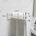Nordic folding towel bar in black or white with carbon steel anti-rust construction for no-drill bathroom installation