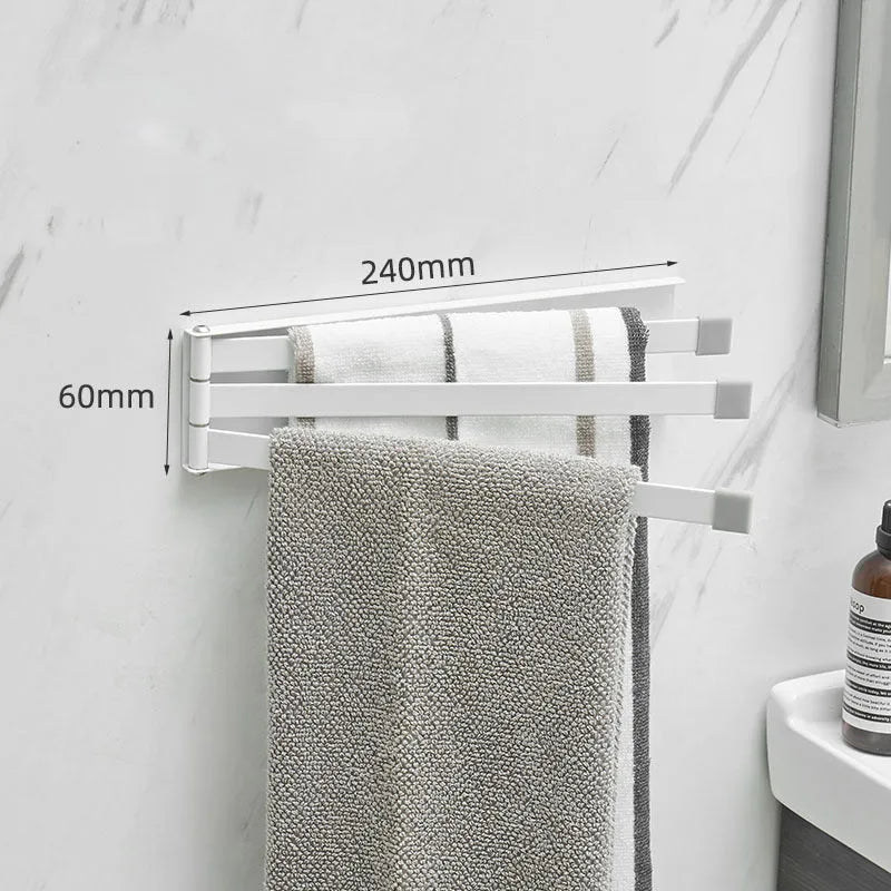 Nordic folding towel bar in black or white with carbon steel anti-rust construction for no-drill bathroom installation
