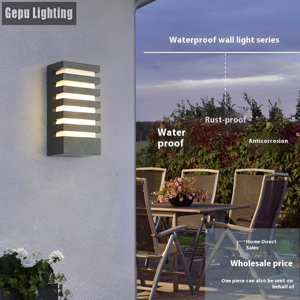 Modern aluminium outdoor wall lamp with six-layer minimalist design