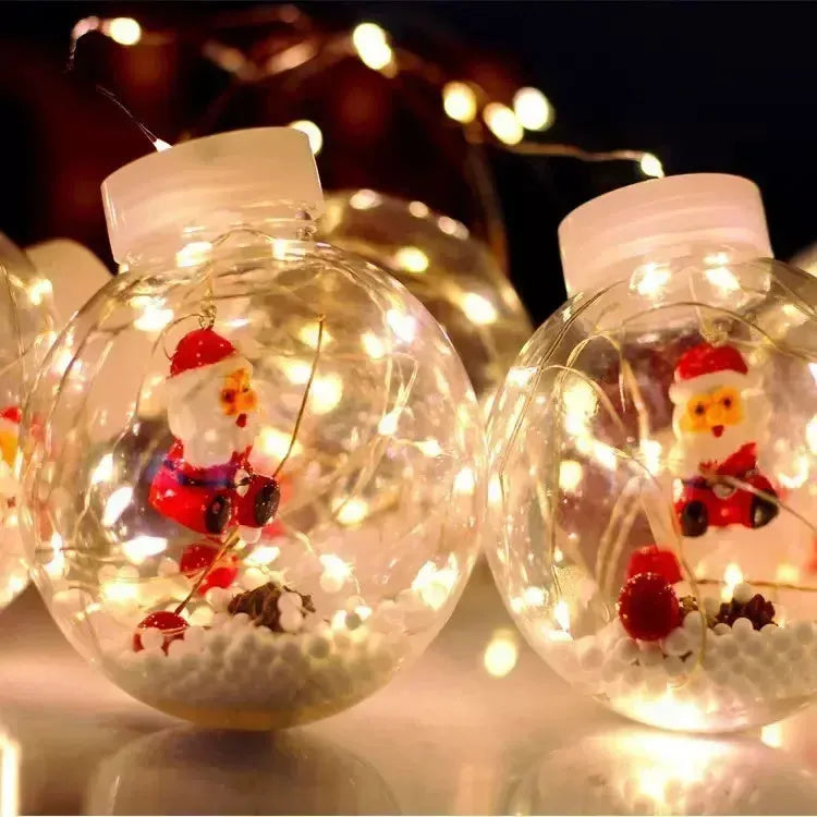 LED Christmas curtain lamp string with 10 fairy snowman wishing ball PVC decorations