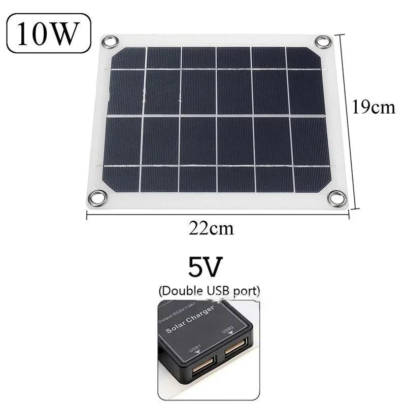 Polysilicon solar panel with dual USB ports for outdoor charging of phones and tablets