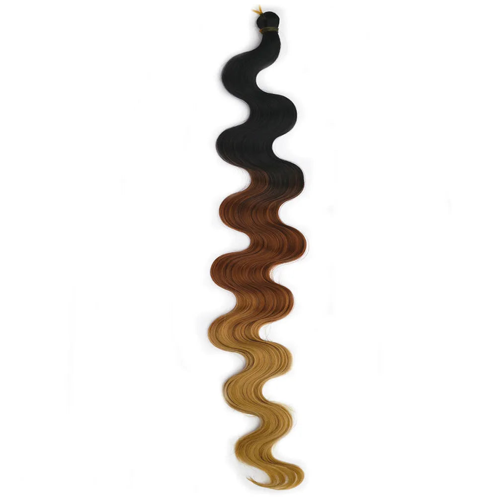 24-inch wine red synthetic wig with big wave texture and crochet braid base