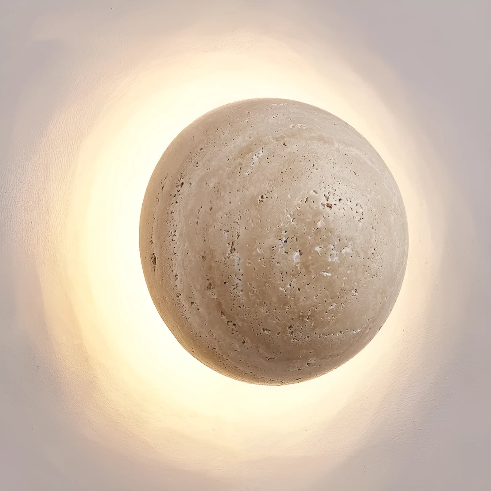Yellow cave stone semicircle wall lamp with pull switch and iron construction