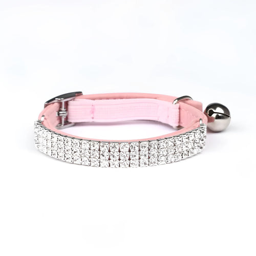 Rhinestone-decorated velvet cat collar adjustable between 20-30cm circumference