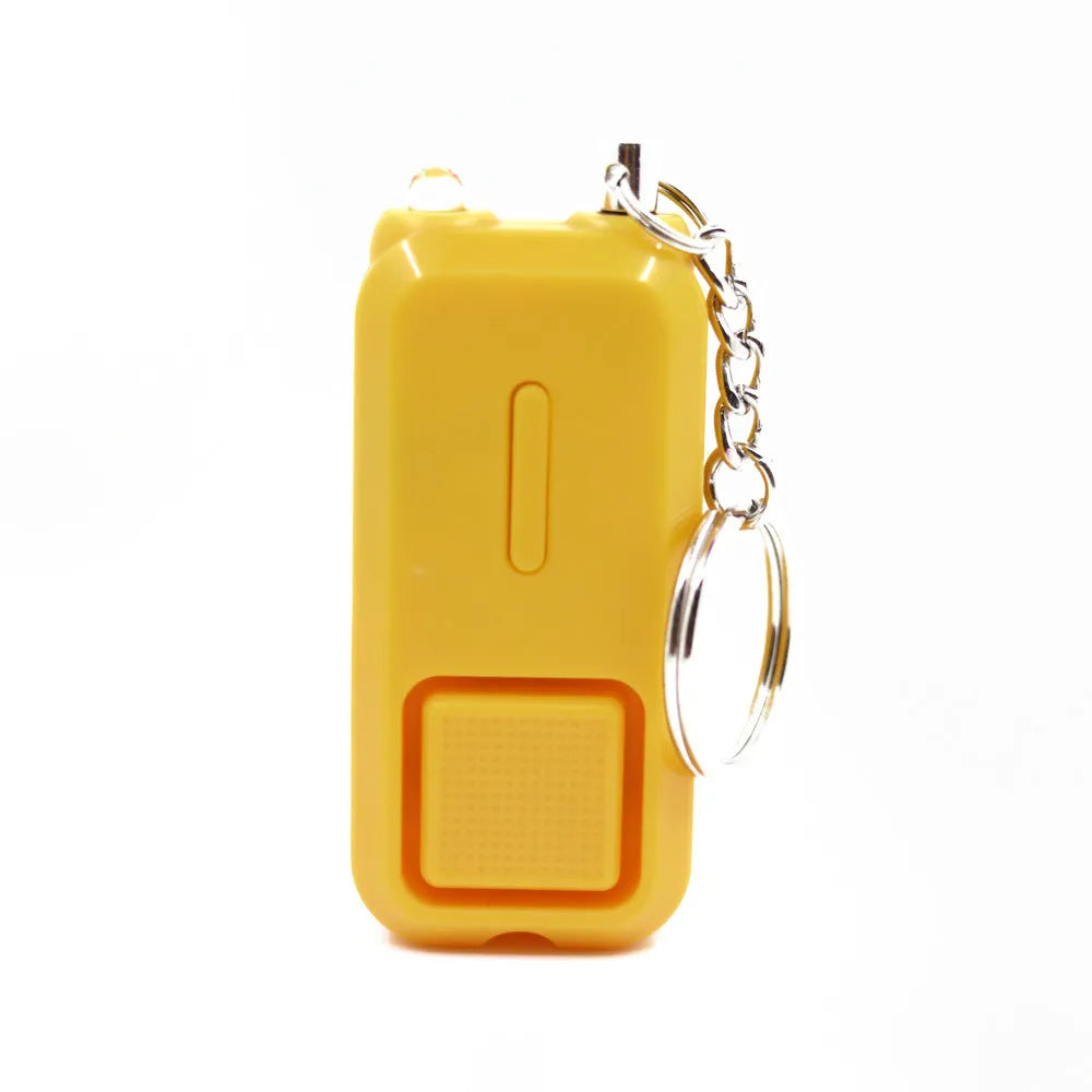 ZQ-202 personal safety alarm in multiple colours showing compact 65x30x12mm dimensions