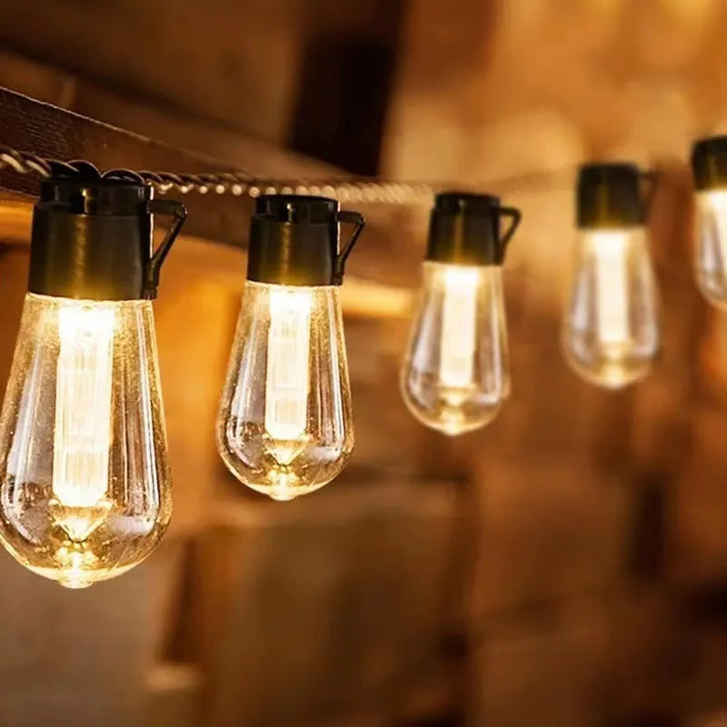 Retro long bulb infusion bottle shape outdoor fairy lights with glass string design in multiple lengths