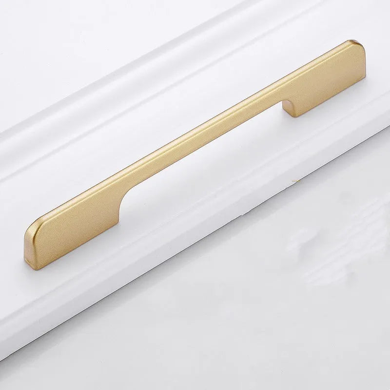 Gold aluminium alloy cabinet handle with T-shape design for single hole mounting