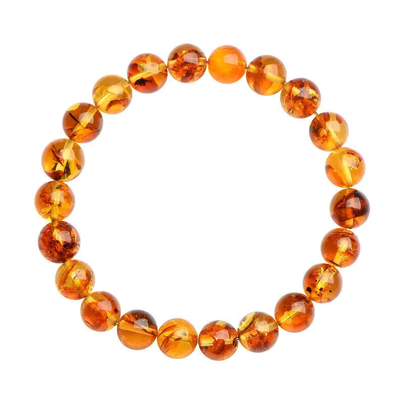 Natural yellow piebald amber bracelet with geometric beads in three size options