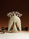 Handmade Chinese style iron flying bird ornament for TV cabinet decoration, milky yellow finish
