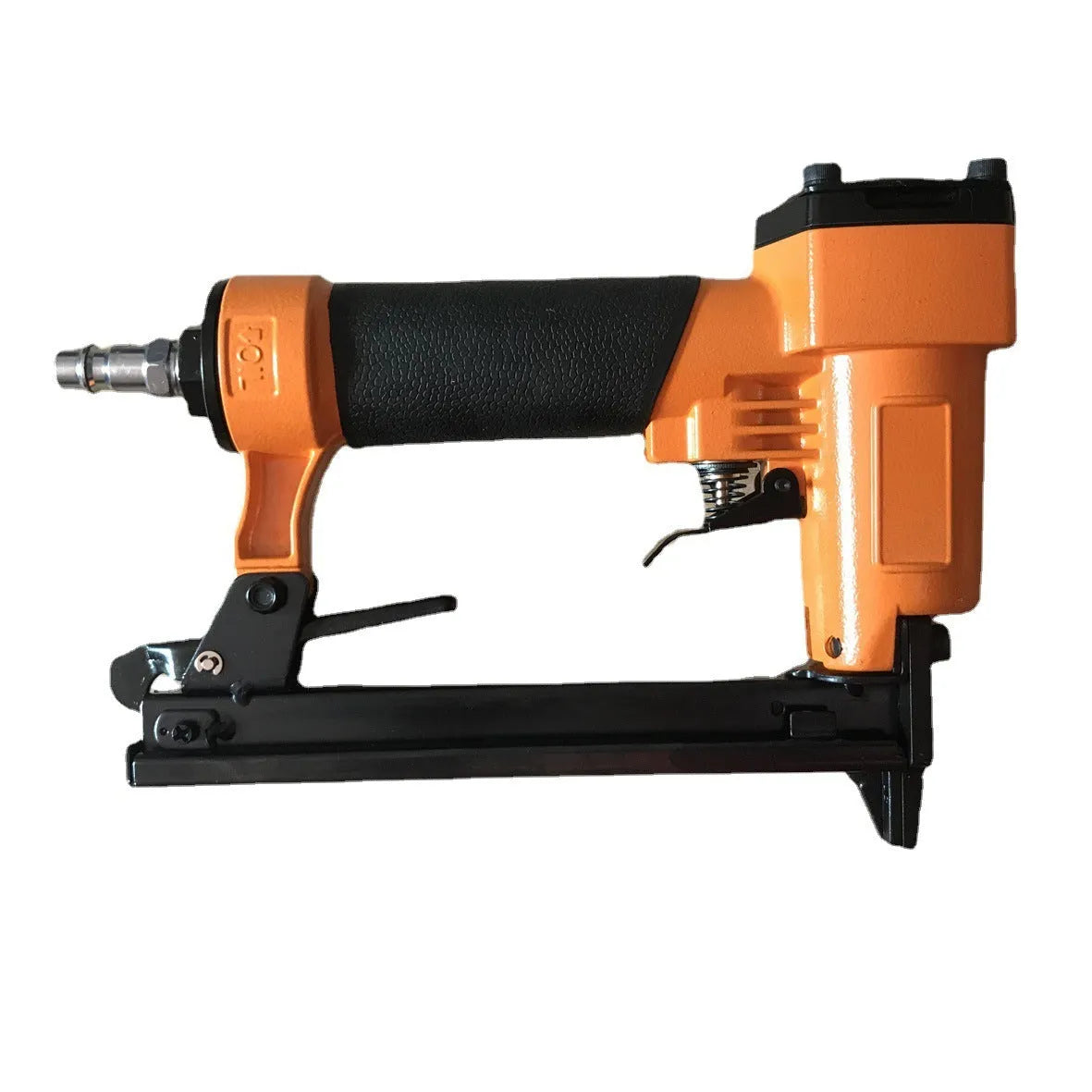 Blue pneumatic strip nail gun with American connector for decoration and upholstery work