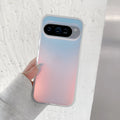 Transparent colourful frosted laser phone case for Google Pixel smartphones on a table.