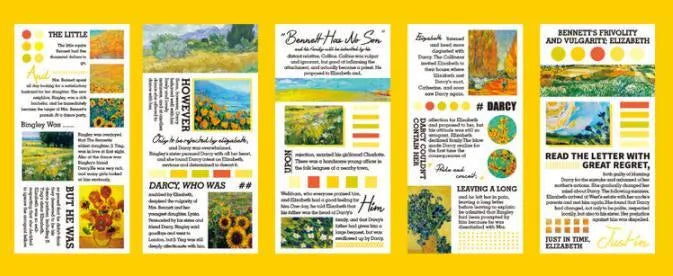 Pack of twenty rectangular paper stickers showing colourful landscape paintings, each measuring 60 by 120 millimetres.