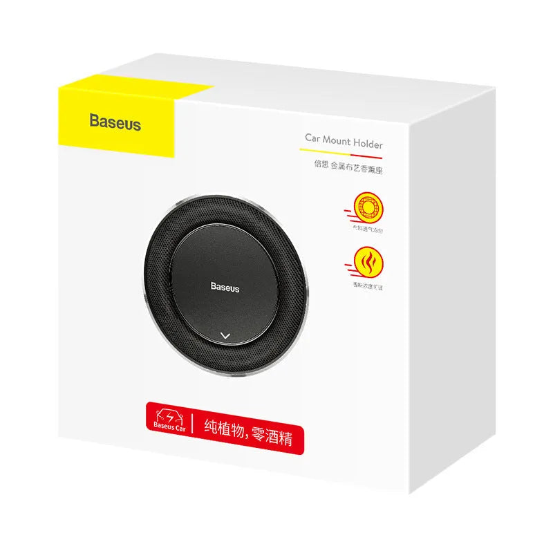 Bess aluminium alloy car fragrance in black, red, or silver with round seat and four tablets