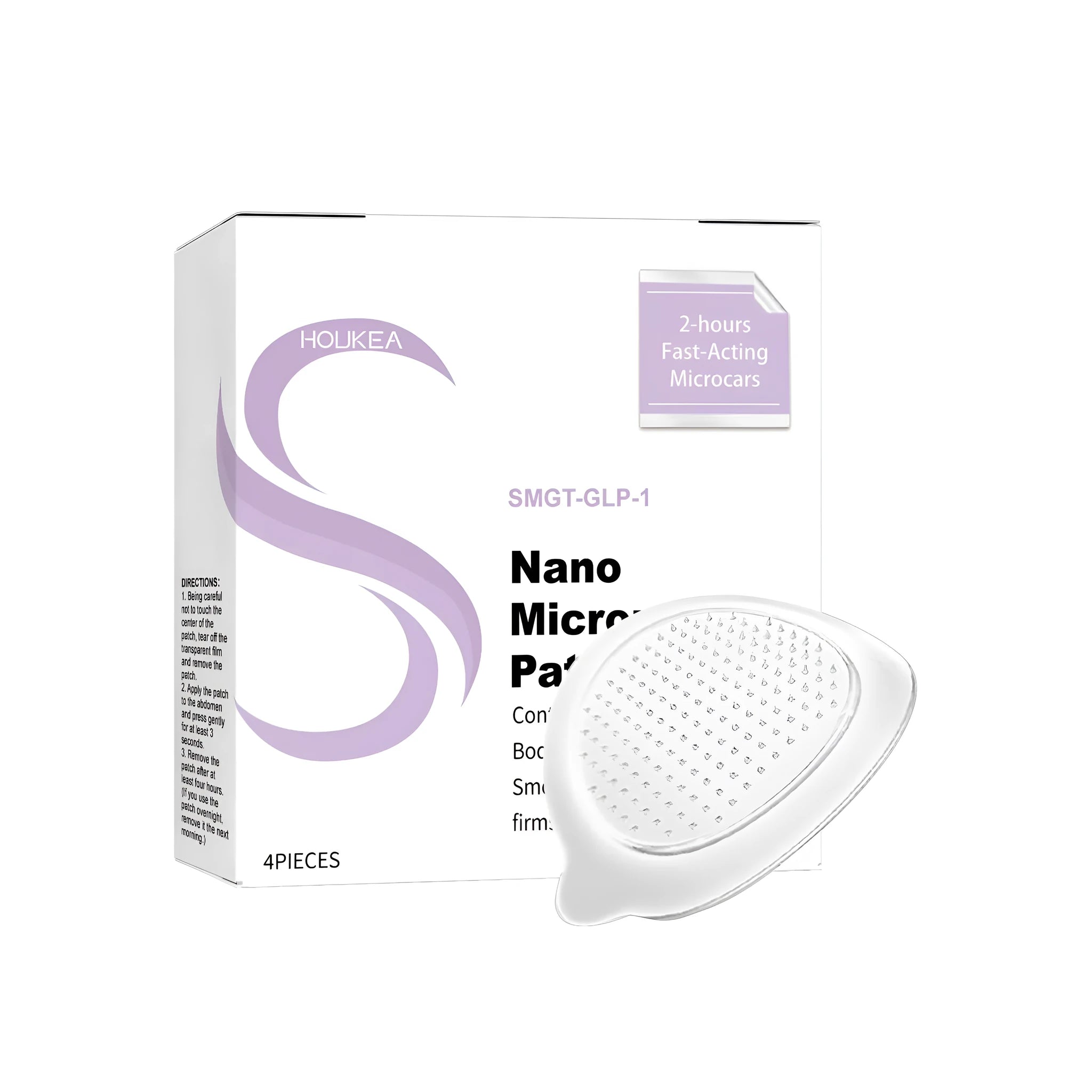 A pack of four nano microneedle skin care patches containing ginger, mugwort, and peptide ingredients.