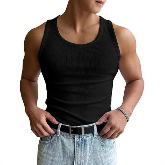 Men's tight fit polyester sports t-shirt in multiple colours on a hanger