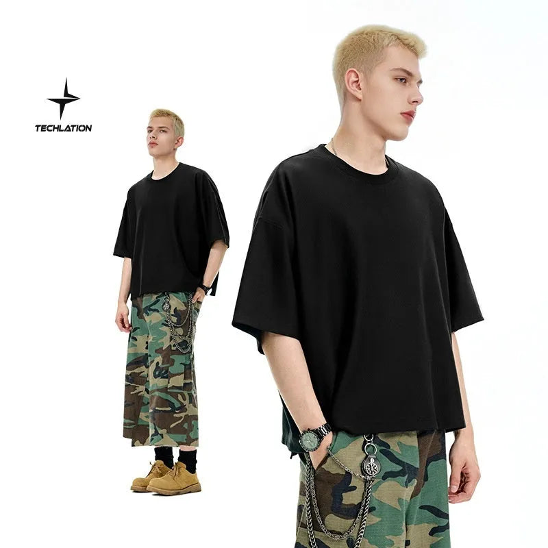 Men's sand grey loose fit short sleeve T-shirt with regular sleeves