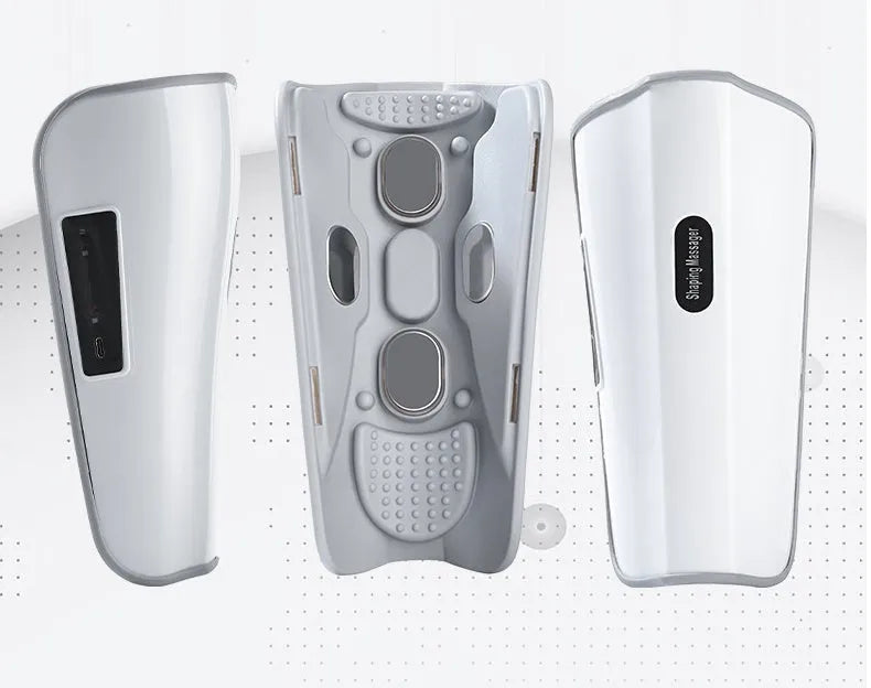 White plastic pulse calf massager with infrared physiotherapy and electrotherapy functions