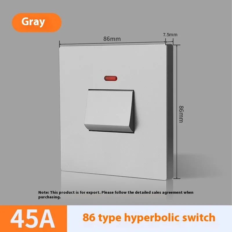 Water heater air conditioner high-current switch with light panel in curved rack design