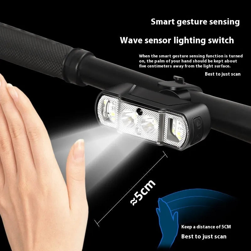 Black USB rechargeable bicycle headlight with 350 lumen LED for handlebar mounting.