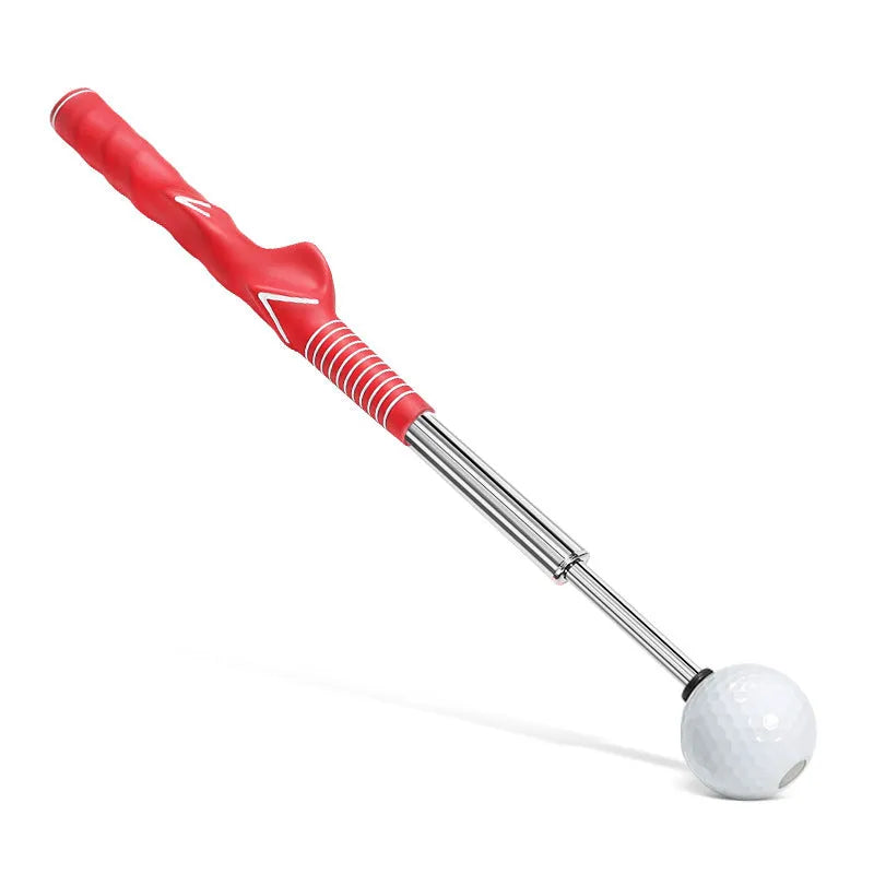 Stainless steel telescopic golf swing trainer in black, blue, or red colour for practice