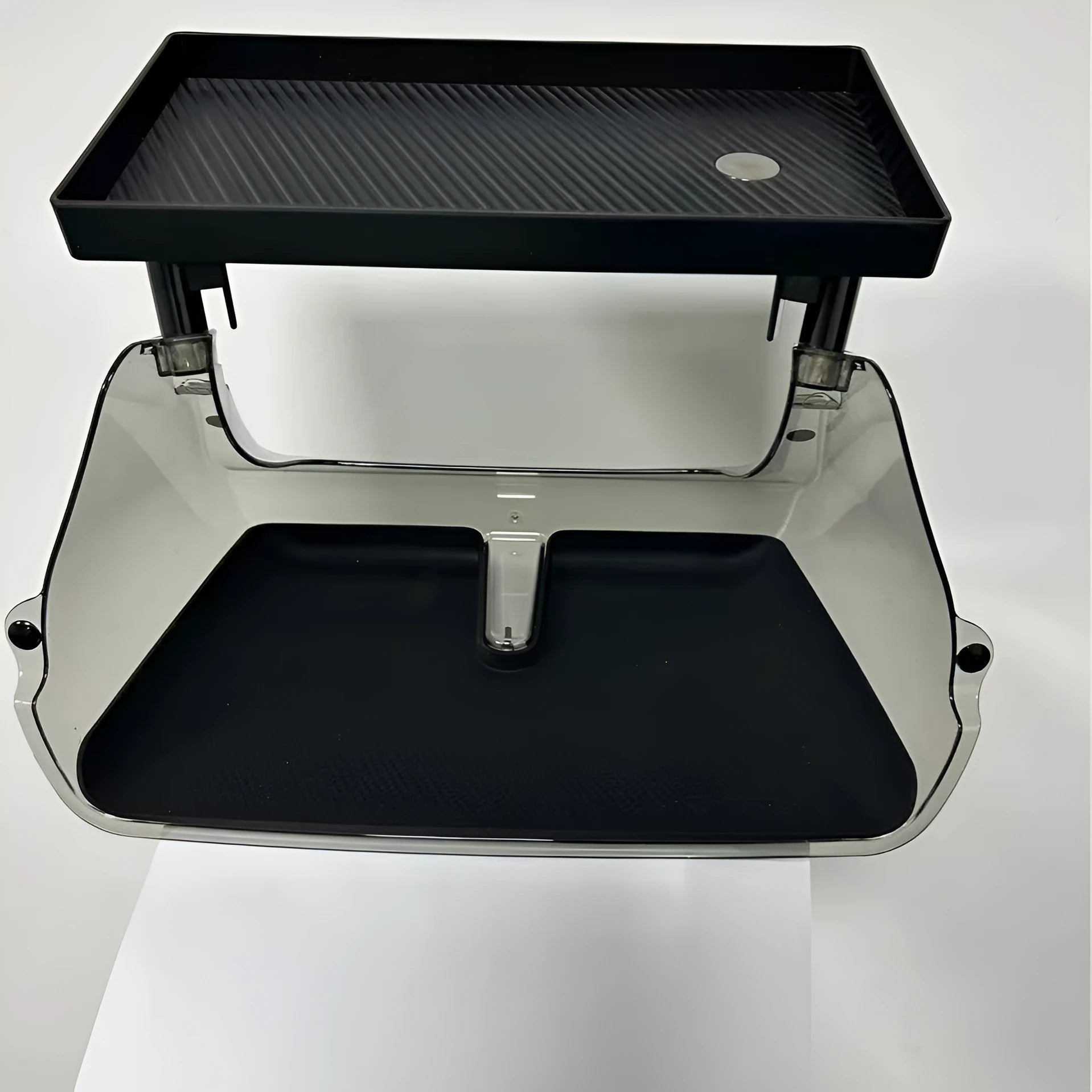 Tesla Model 3 and Y under-screen storage organiser box with ETC card slot in black ABS plastic
