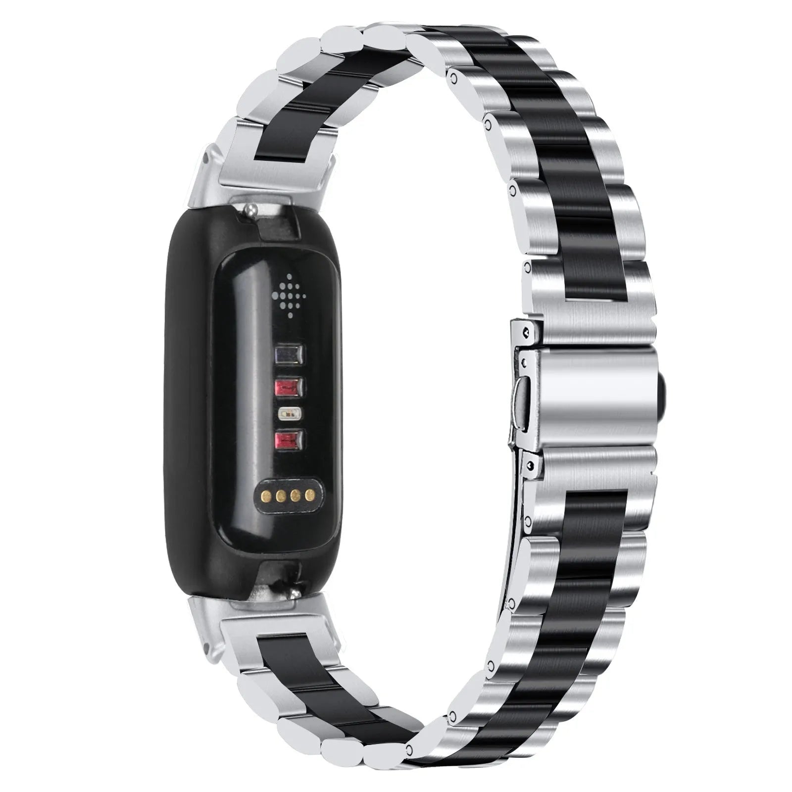 Stainless steel watch strap with three-beads design for Fitbit Inspire3 in multiple colours.
