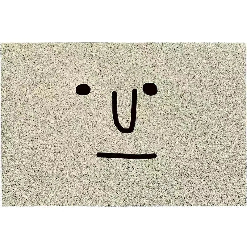 Square PVC floor mat with geometric cartoon Mr Big Nose pattern in four size options