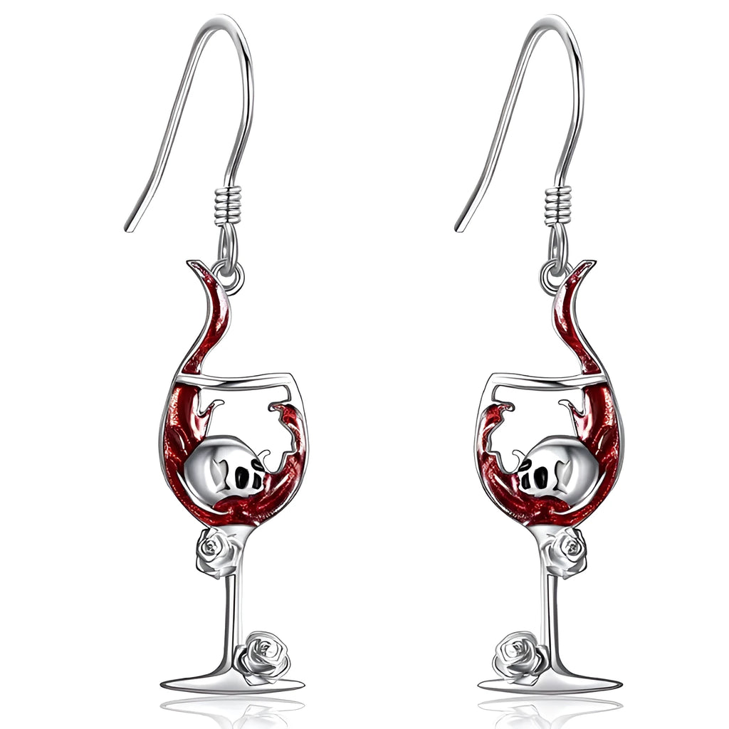 Halloween skull wine glass creative earrings with geometric shape and electroplated zinc alloy construction