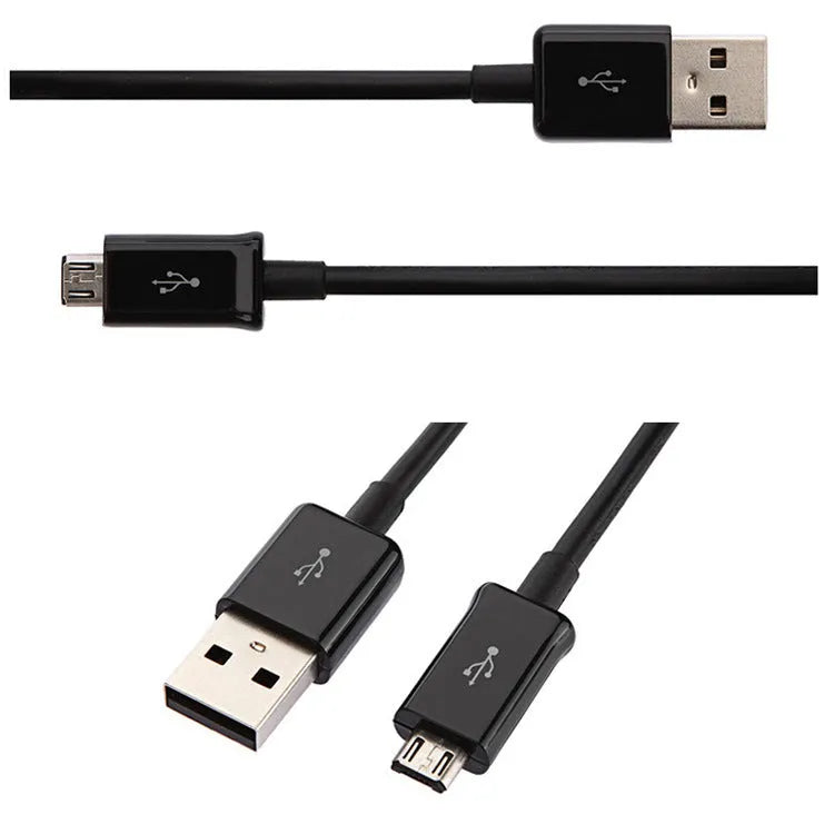 Android Micro USB data cable in black with 1 metre length for charging and data transfer