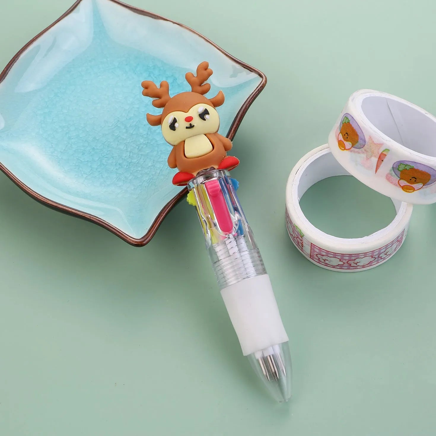 Christmas four-colour press ballpoint pen showing 11cm length with festive designs
