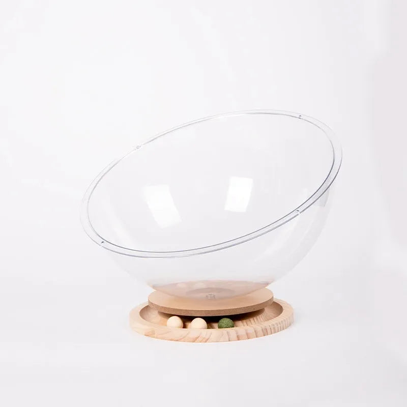 Transparent acrylic cat space capsule bed with turntable base in various sizes