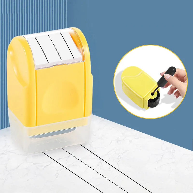 Plastic educational roller seal stamp with English line pattern in seven colour options
