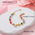 Heart-shaped stainless steel bracelet with colourful oil pattern in gold or steel finish